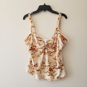 Leith floral twist v-neck tank top L nwot